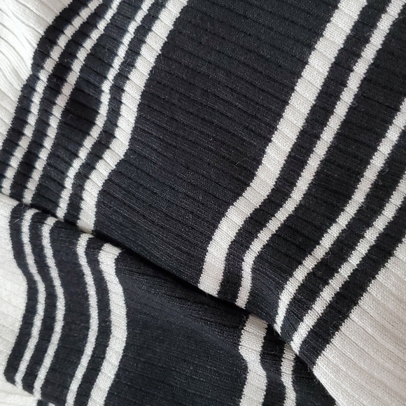 nwot long midi ribbed turtleneck sleeveless dress black white striped pattern S - Picture 2 of 3